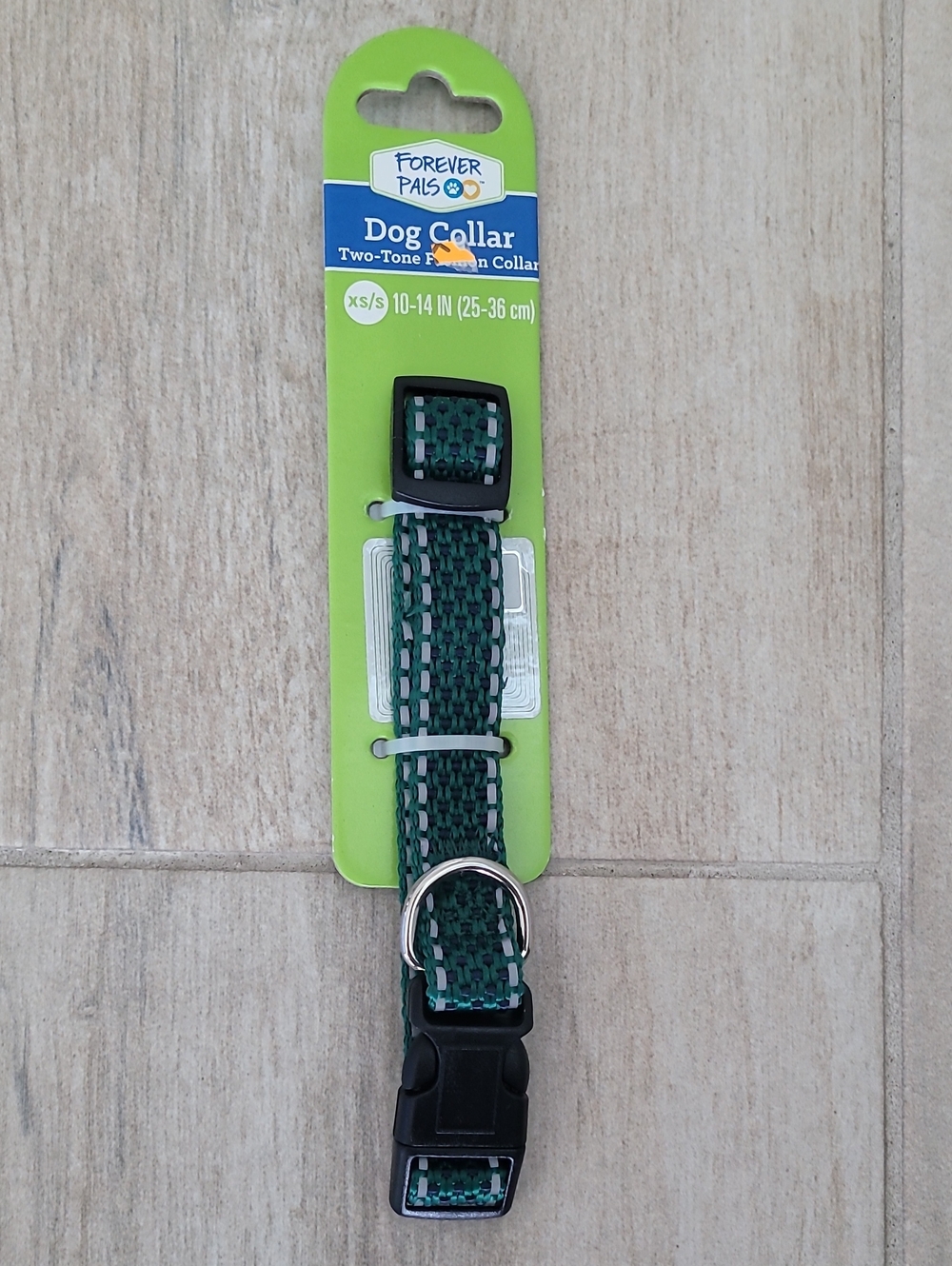 Green Two-Tone Woven Dog Collar with D-Ring